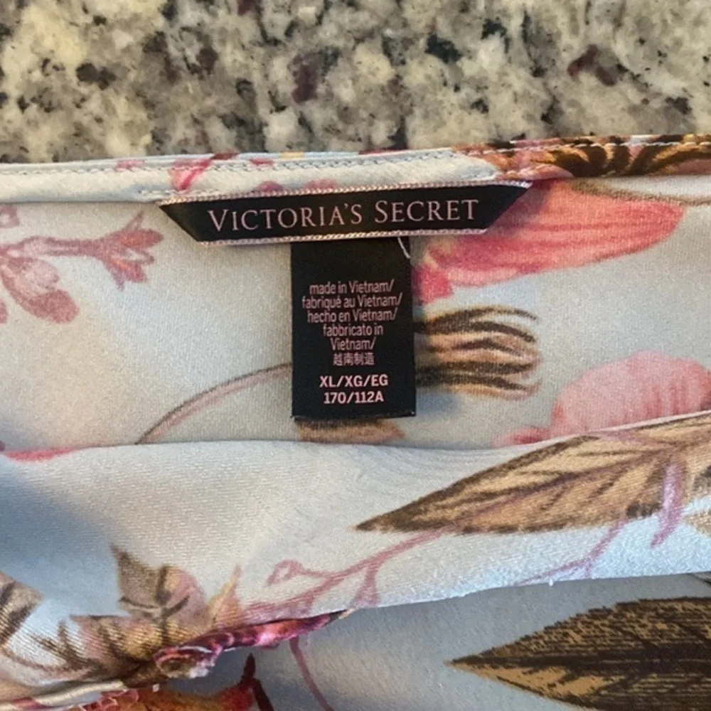 Victoria’s Secret Blue Tropical Floral Tie Shoulder Strap Satin Midi Dress XL - Picture 11 of 12